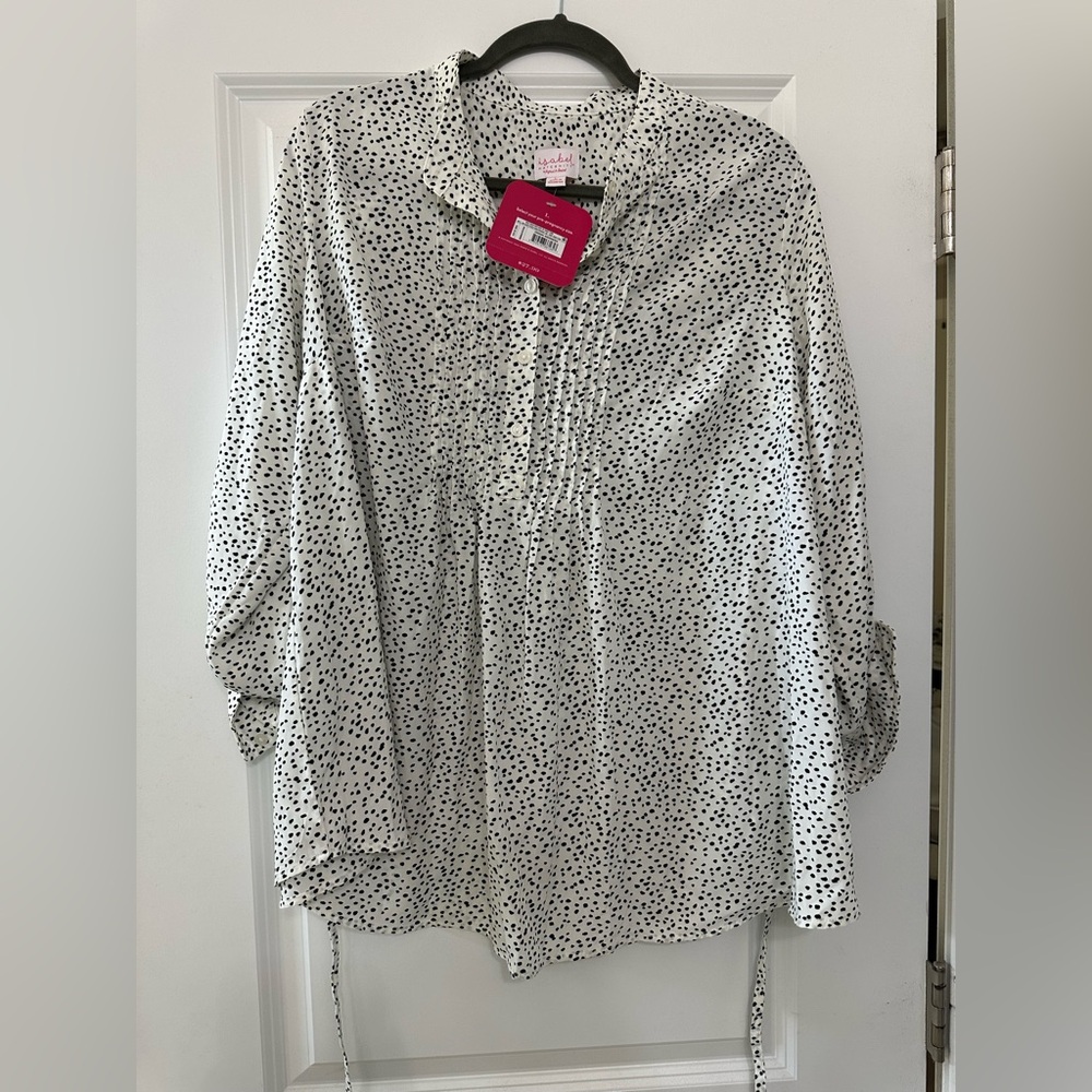Isabel Maternity by Ingrid & Isabel Black and White Polka Dot Blouse